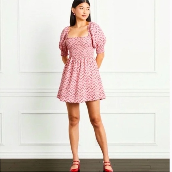 NWT HILL HOUSE The Athena Nap Dress Pink Spaced Floral Poly Crepe Size S - Picture 2 of 10